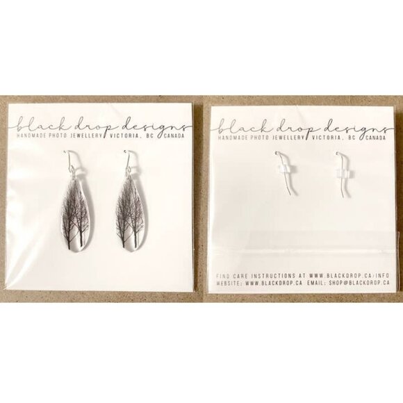 Drip Tree Earrings – Handmade Resin & Acrylic with Sterling Silver Hooks - Picture 2 of 5